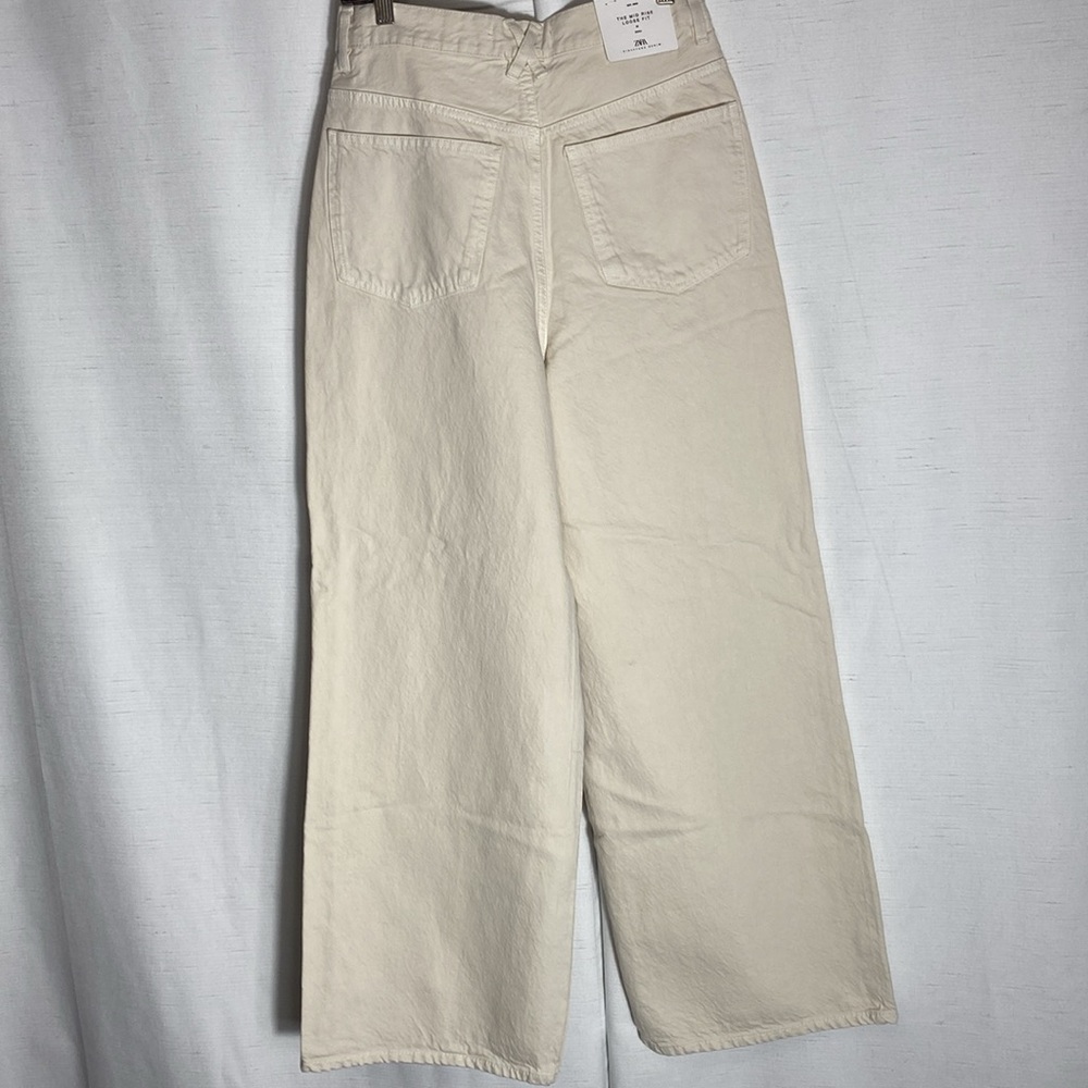 Zara Cream Wide Leg Jeans – Mid Rise | Size 4 | NWT - Picture 9 of 15